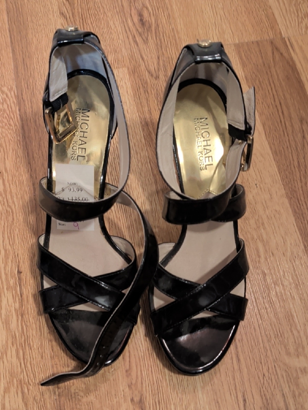 Michael Kors Black Patent Leather Crisscross Heels